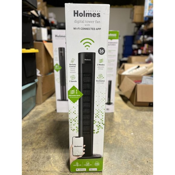 Holmes 36" Smart Tower Oscillating Fan Black - Picture 2 of 4